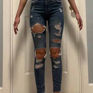 Hollister High Rise Skinny Ripped Jeans
